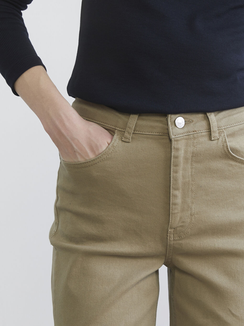 Yeşil Wideleg Kadın Jean Pantolon-2