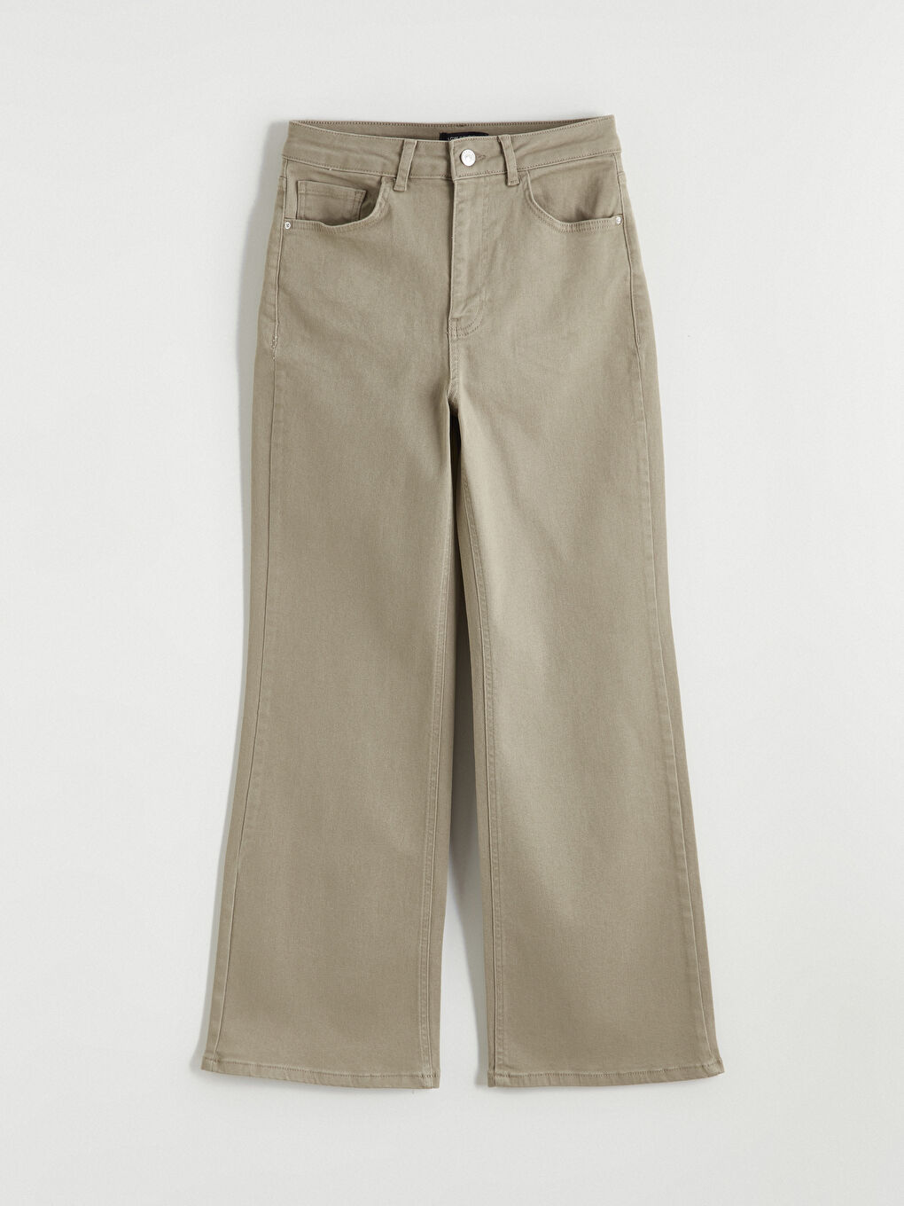 Yeşil Wideleg Kadın Jean Pantolon-4