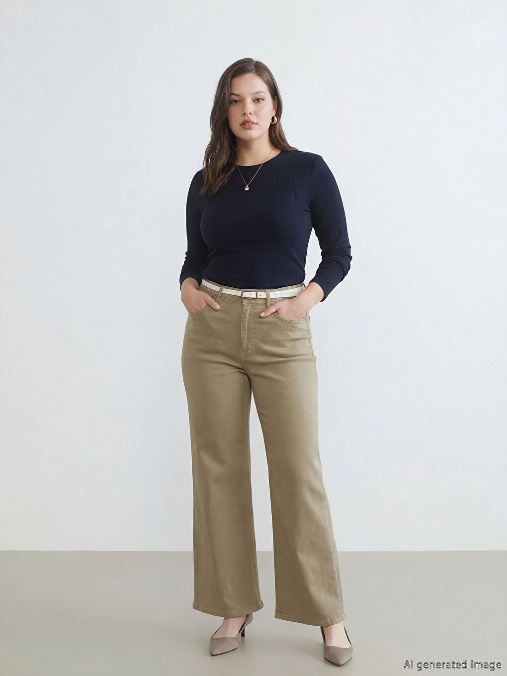 Wideleg Kadın Jean Pantolon-2