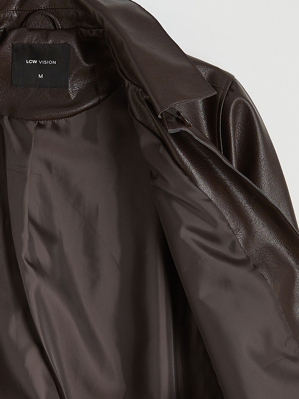 Shirt Collar Women's Leather Look Jacket-6