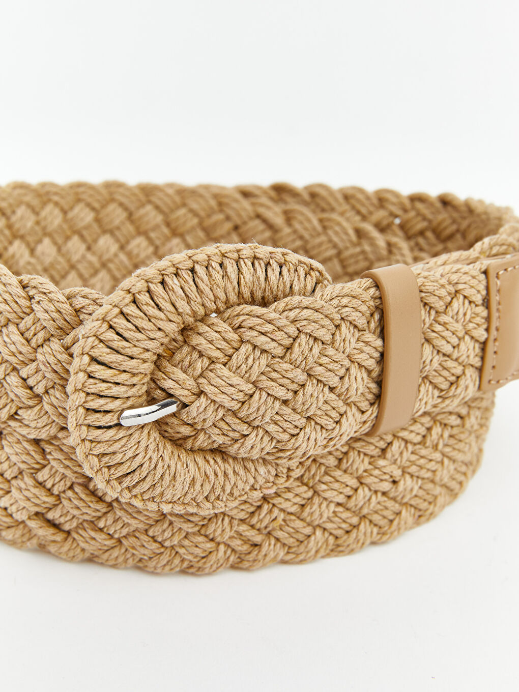 Bej Hasır Örgü Kadın Kemer-1