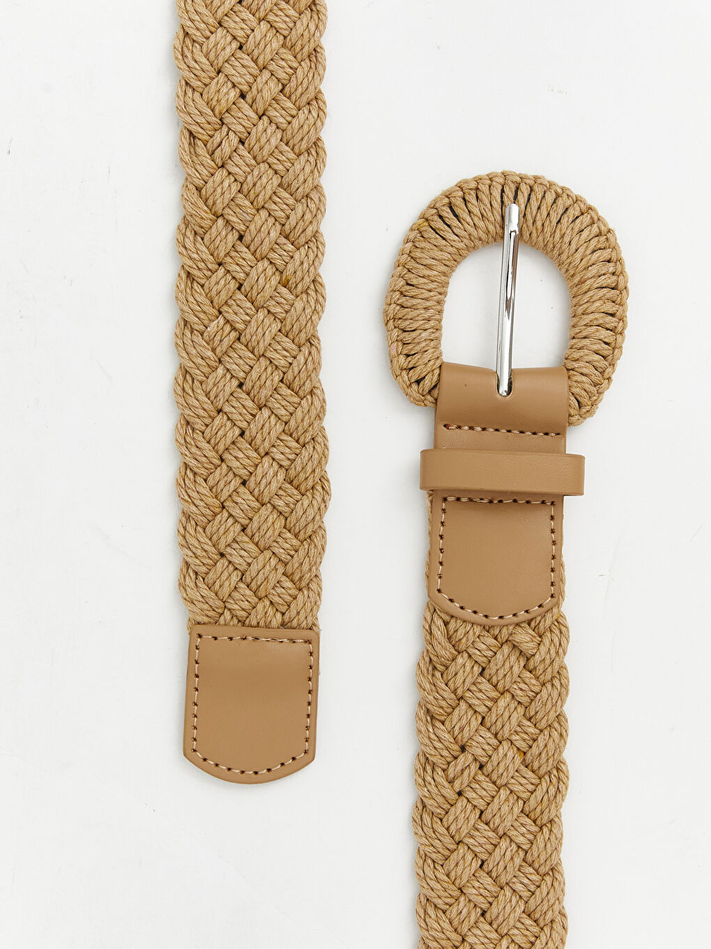 Bej Hasır Örgü Kadın Kemer-3