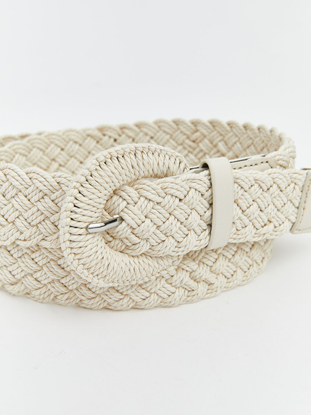 Ekru Hasır Örgü Kadın Kemer-1