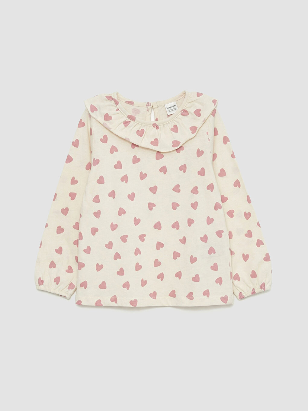 Ekru Kalp Desenli Kız Çocuk Bluz ve Tayt-1