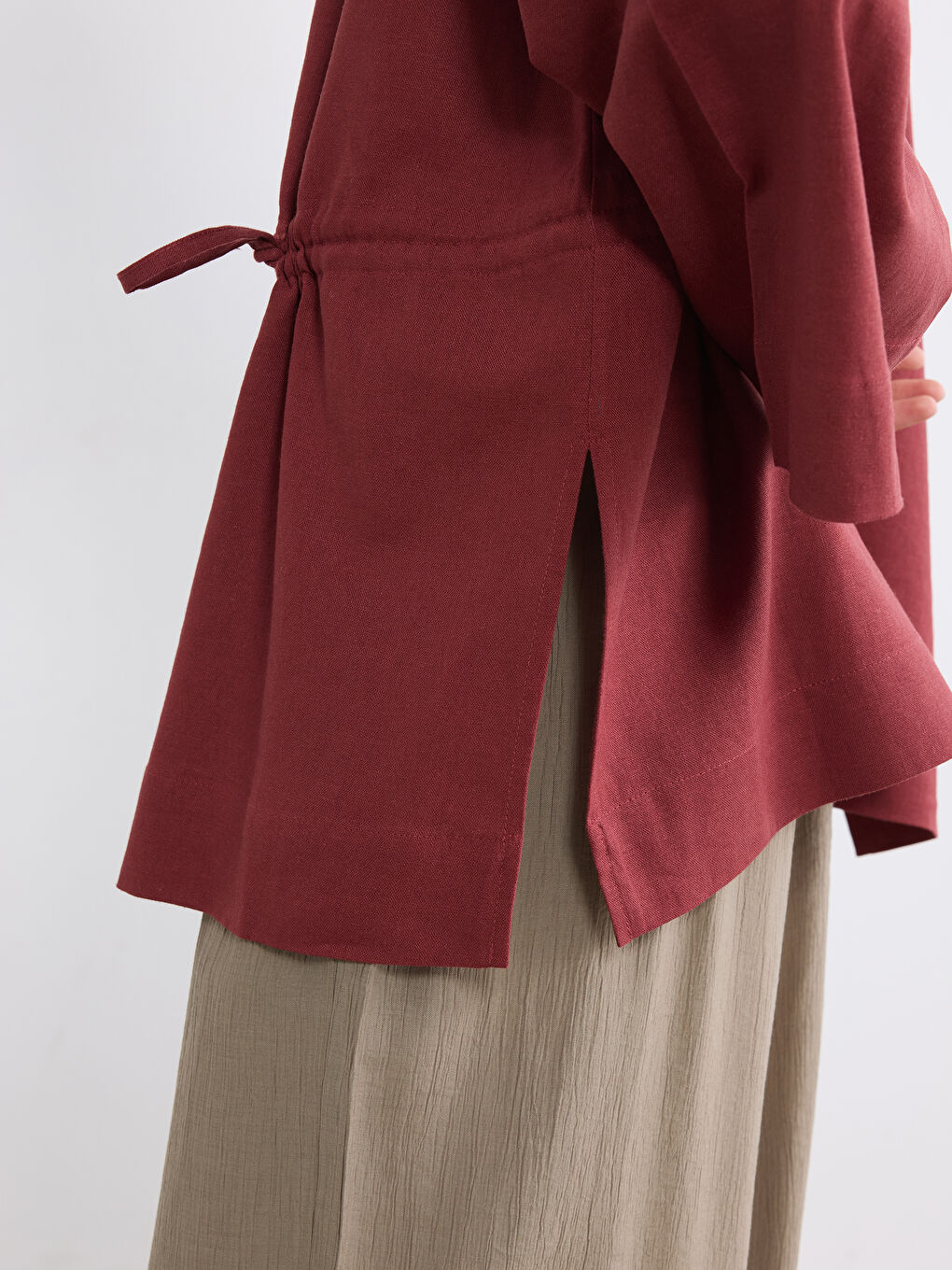 Shawl Collar Linen Blend Women's Kimono-2