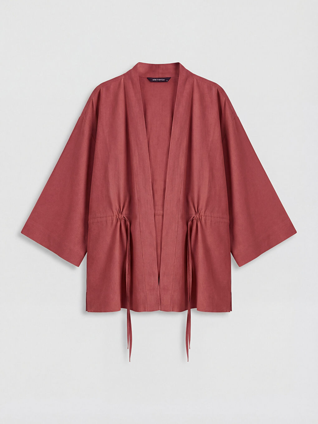 Shawl Collar Linen Blend Women's Kimono-4