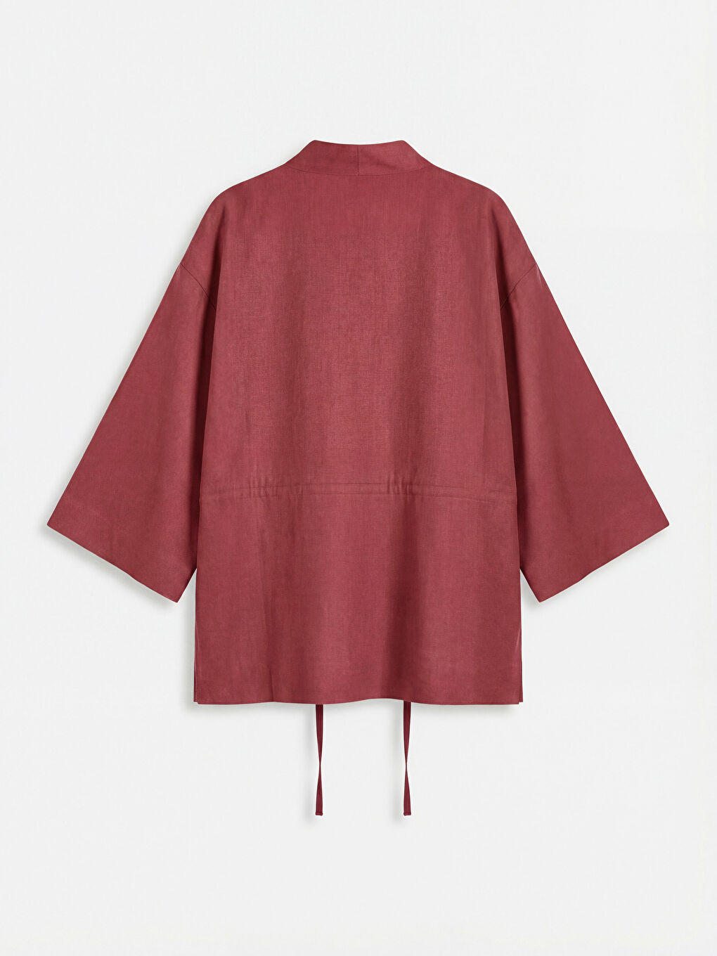 Shawl Collar Linen Blend Women's Kimono-5