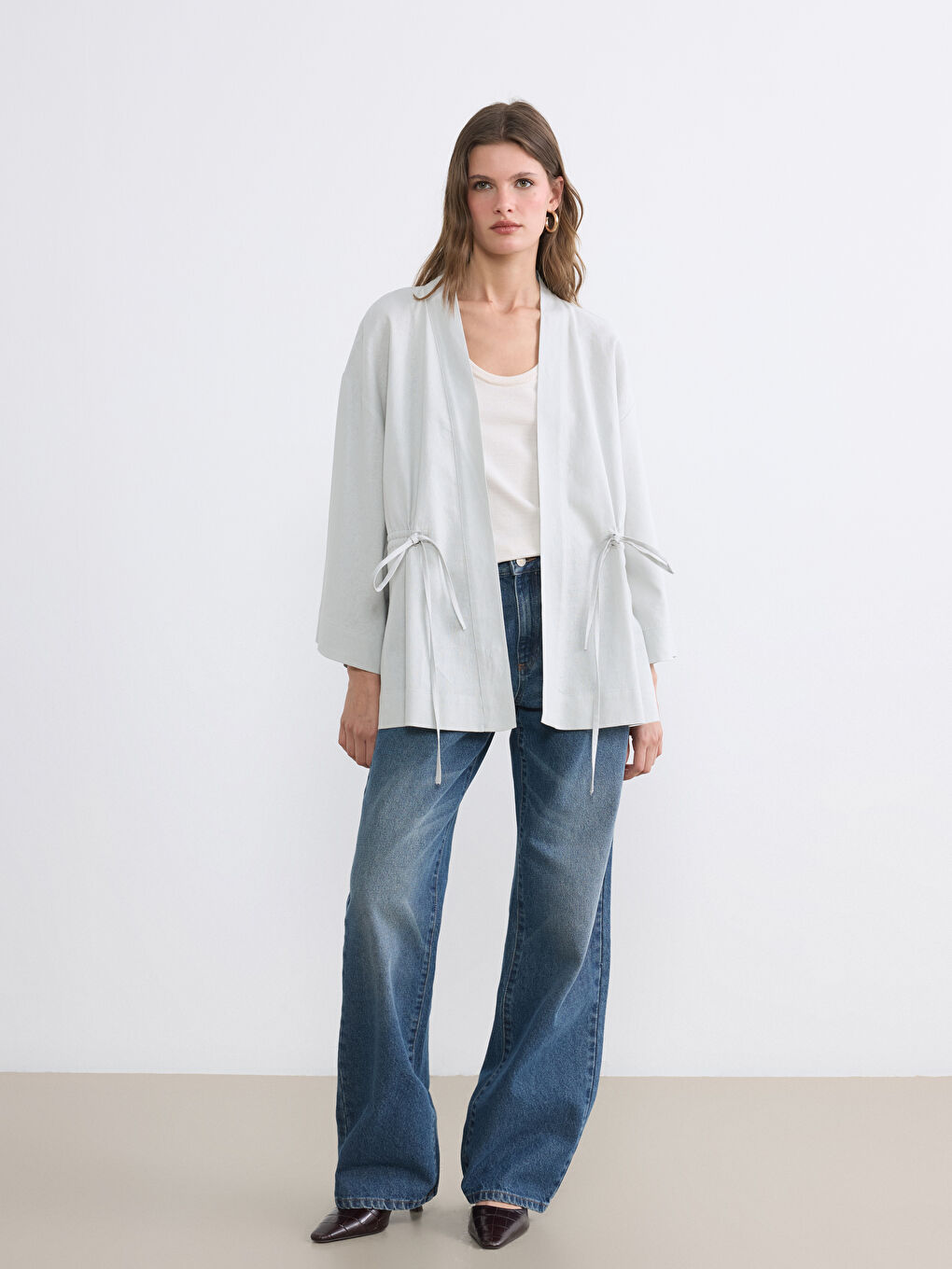 Kimono BEIGE Femme-1