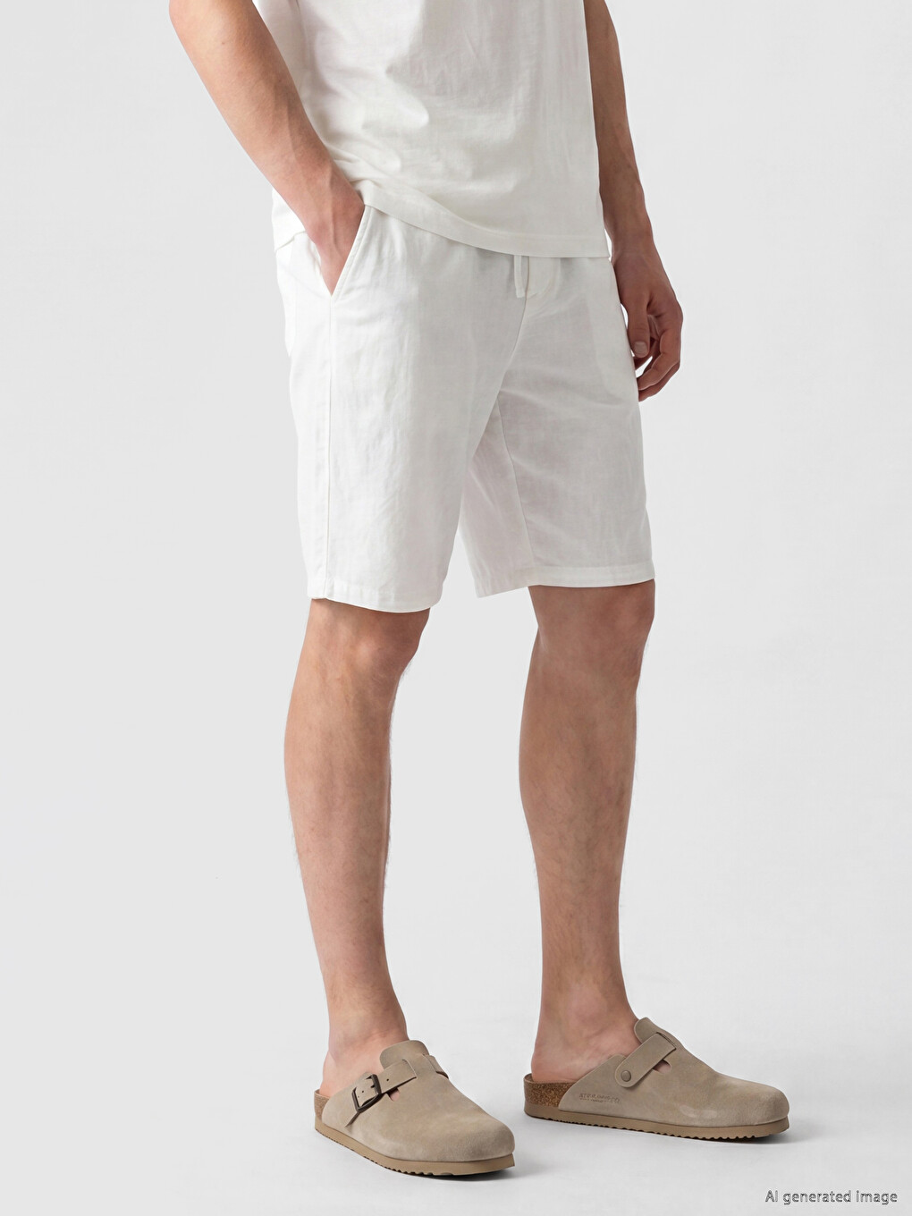 Regular Fit Linen-Look Men's Shorts
