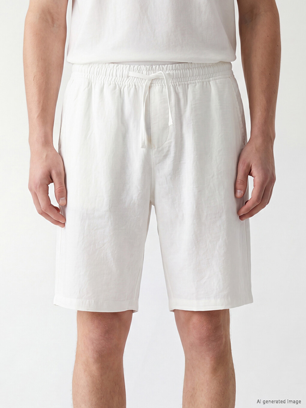Regular Fit Linen-Look Men's Shorts-2