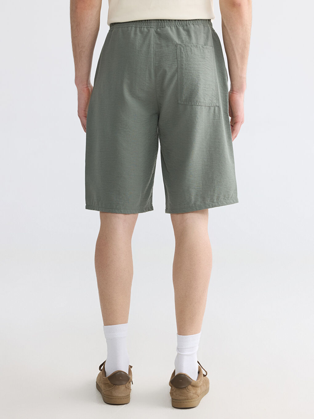 Regular Fit Linen Look Men's Shorts-3