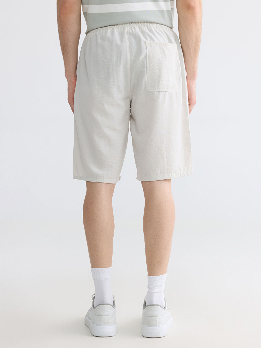 Regular Fit Linen Look Men's Shorts-3