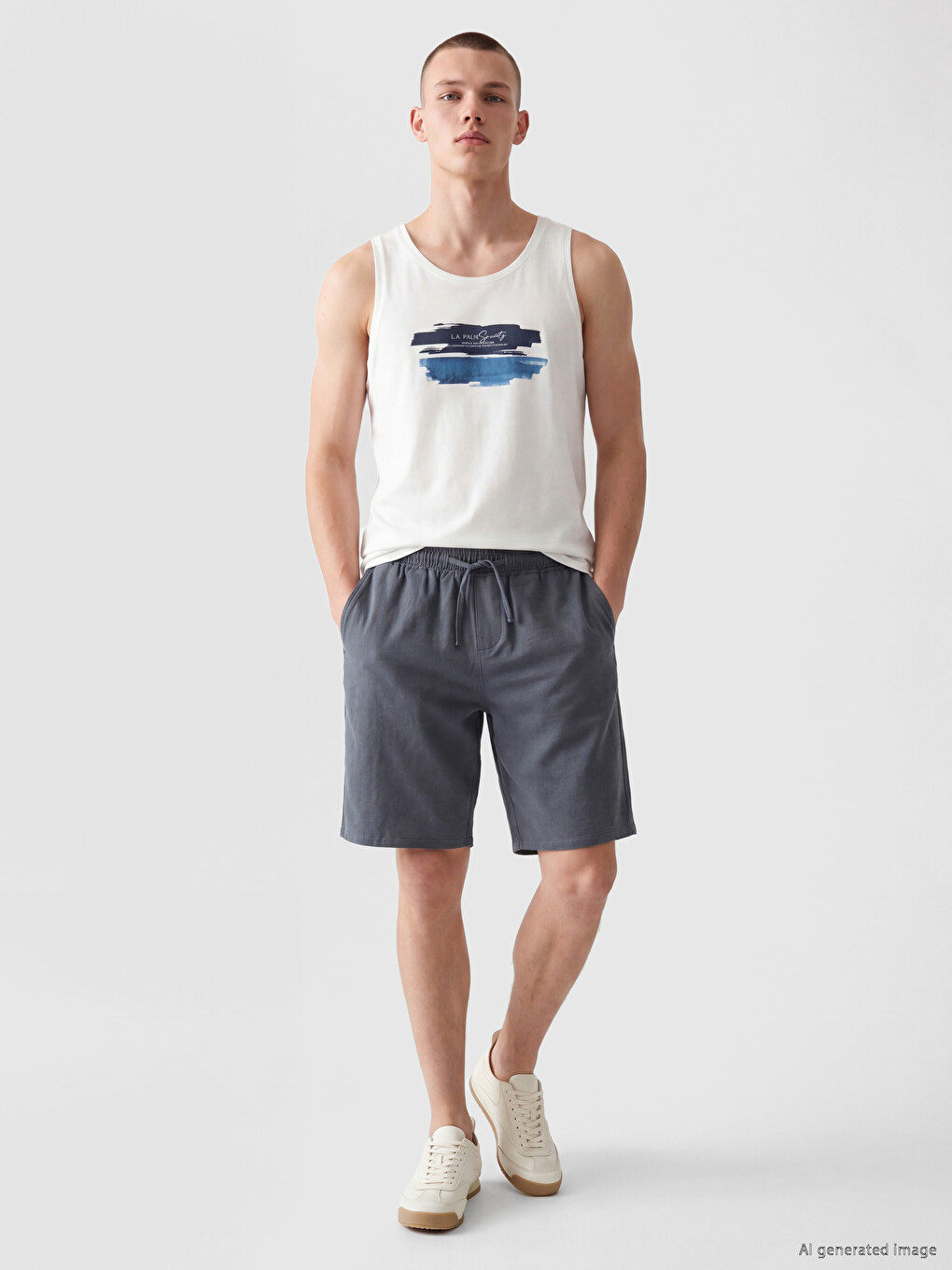 Regular Fit Linen-Look Men's Shorts-1