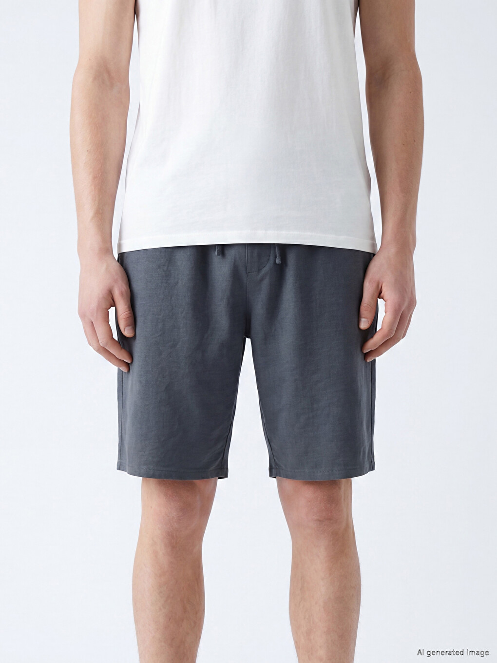 Regular Fit Linen-Look Men's Shorts-2
