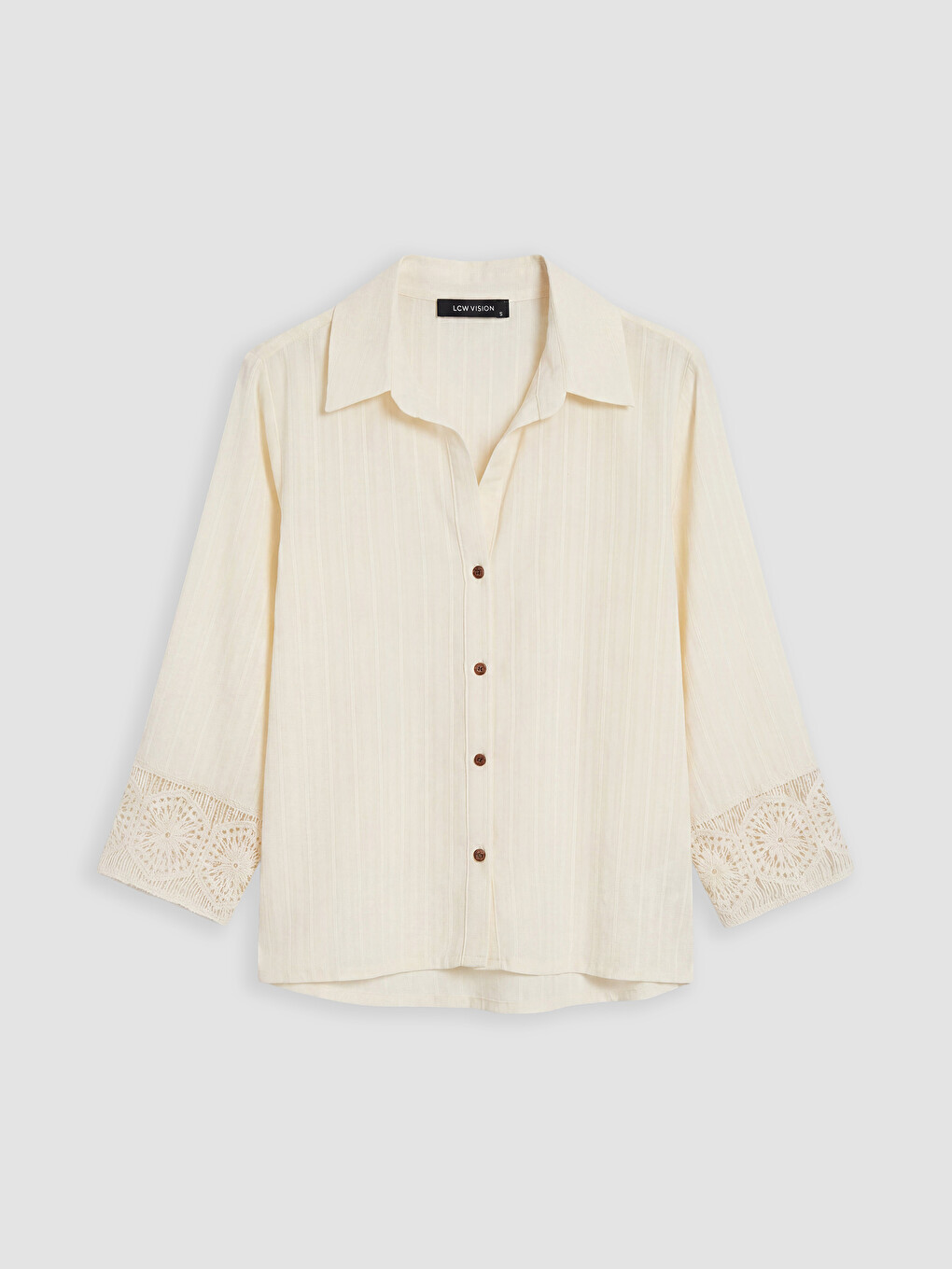 Lace Detailed Striped Women's Shirt