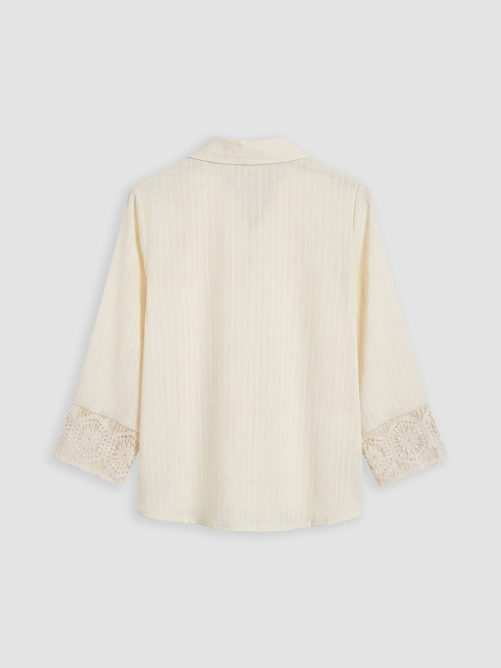 Lace Detailed Striped Women's Shirt-1