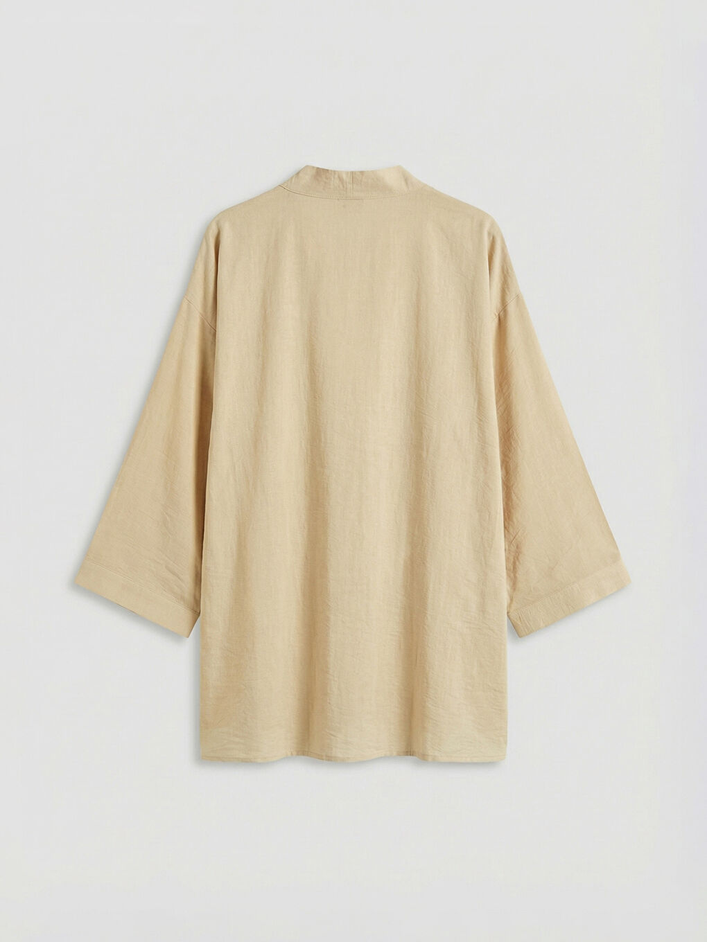 Bej Şal Yaka Oversize Kadın Kimono-5