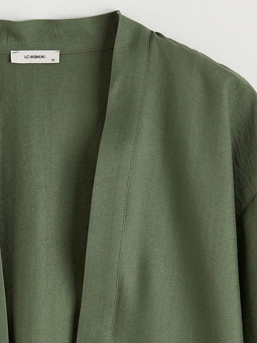 Yeşil Şal Yaka Oversize Kadın Kimono-5