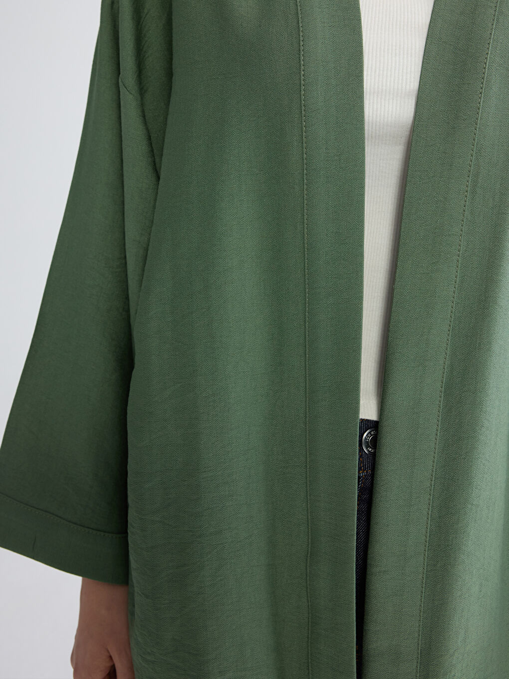 Yeşil Şal Yaka Oversize Kadın Kimono-2