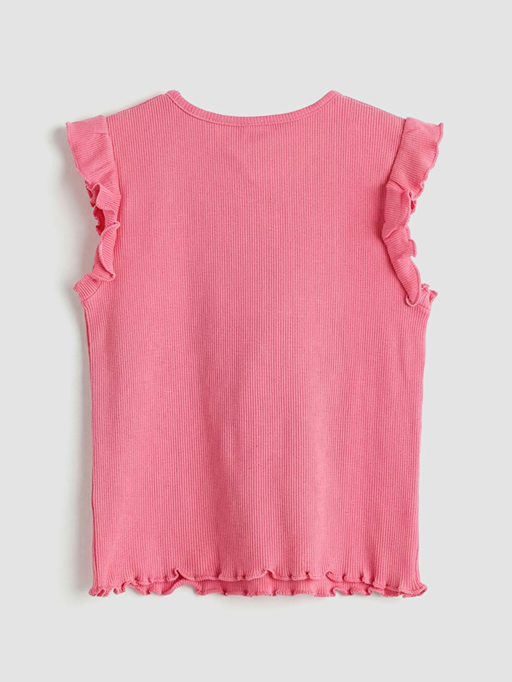 Pembe Bisiklet Yaka Fırfırlı Kız Çocuk Atlet-1