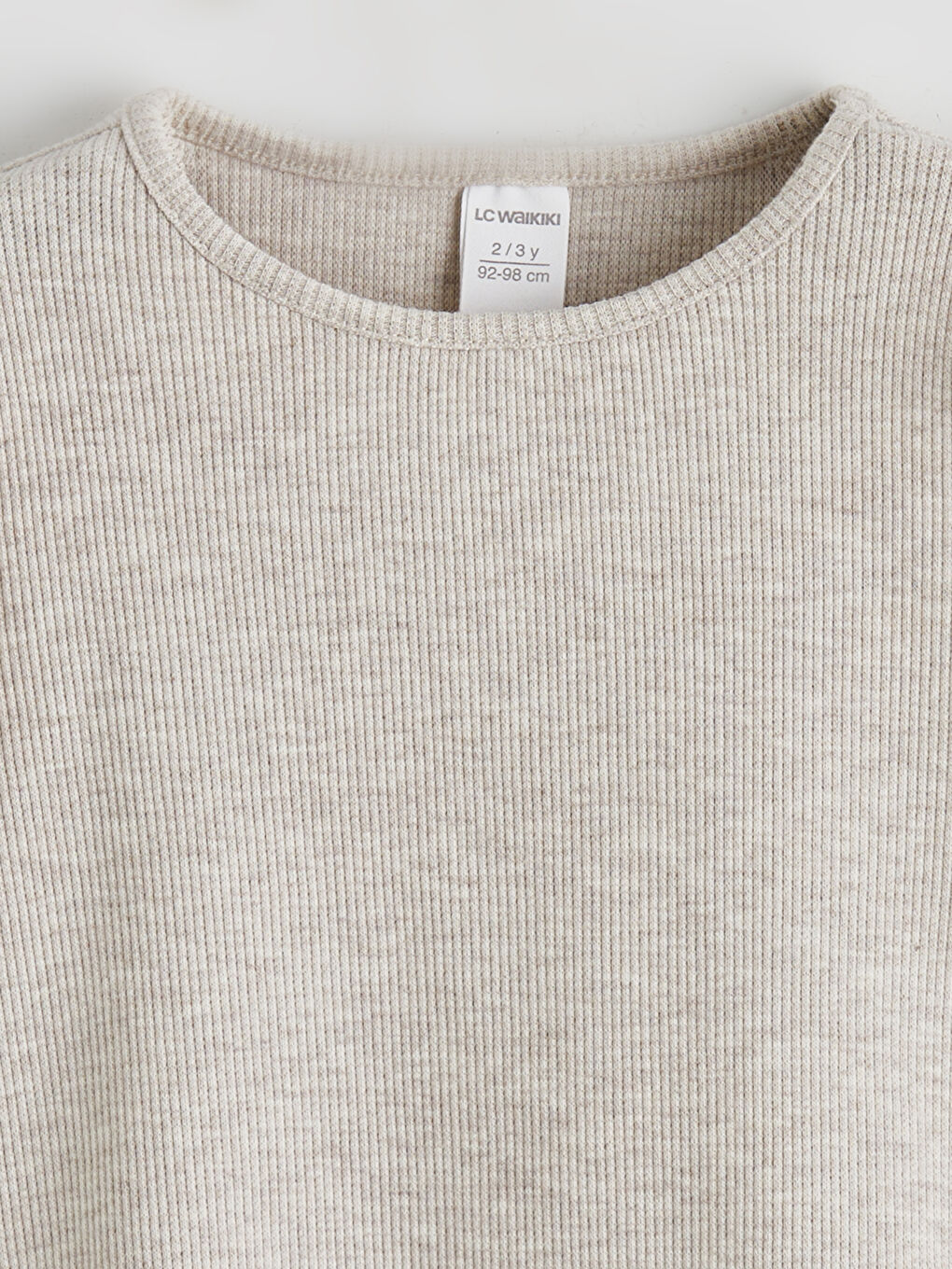 Bej Fırfırlı Bisiklet Yaka Kız Çocuk Triko Tişört-2