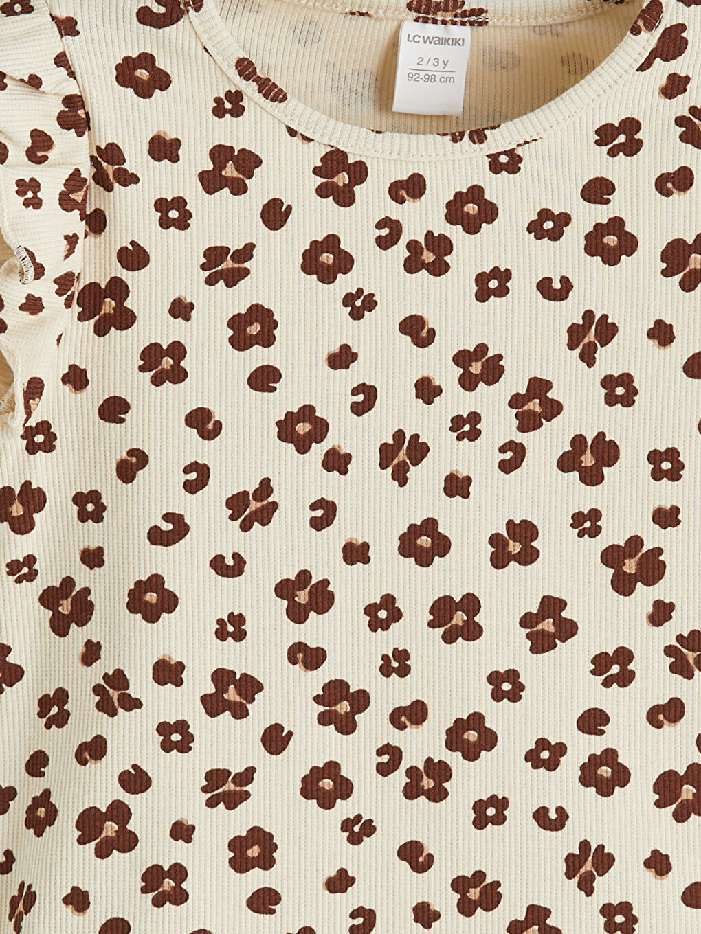 Bej Bisiklet Yaka Çiçekli Kız Çocuk Bluz-2