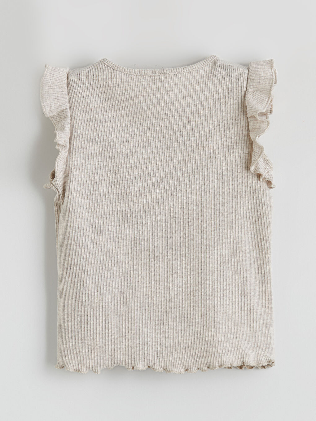 Bej Fırfır Detaylı Kız Çocuk Bluz ve Tayt-3