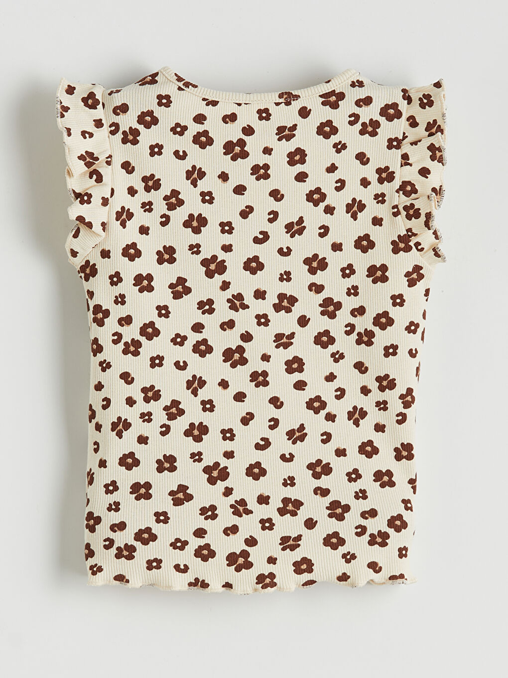 Bej Çiçek Desenli Kız Çocuk Bluz ve Tayt-2