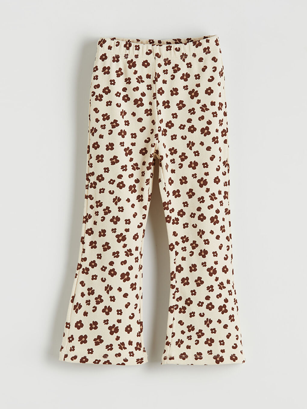 Bej Çiçek Desenli Kız Çocuk Bluz ve Tayt-3