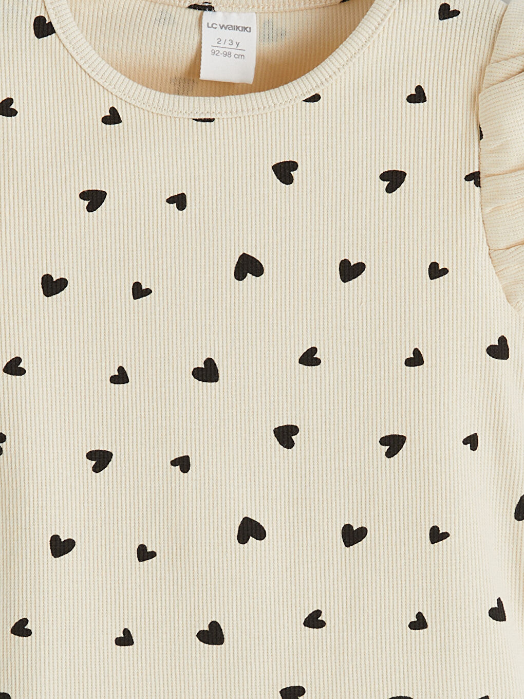 Bej Kalp Baskılı Kız Çocuk Bluz ve Tayt-5