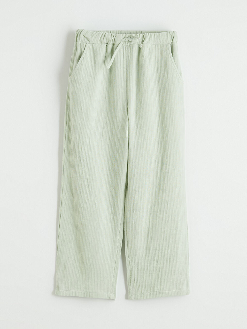 Yeşil Beli Lastikli Kız Çocuk Pantolon