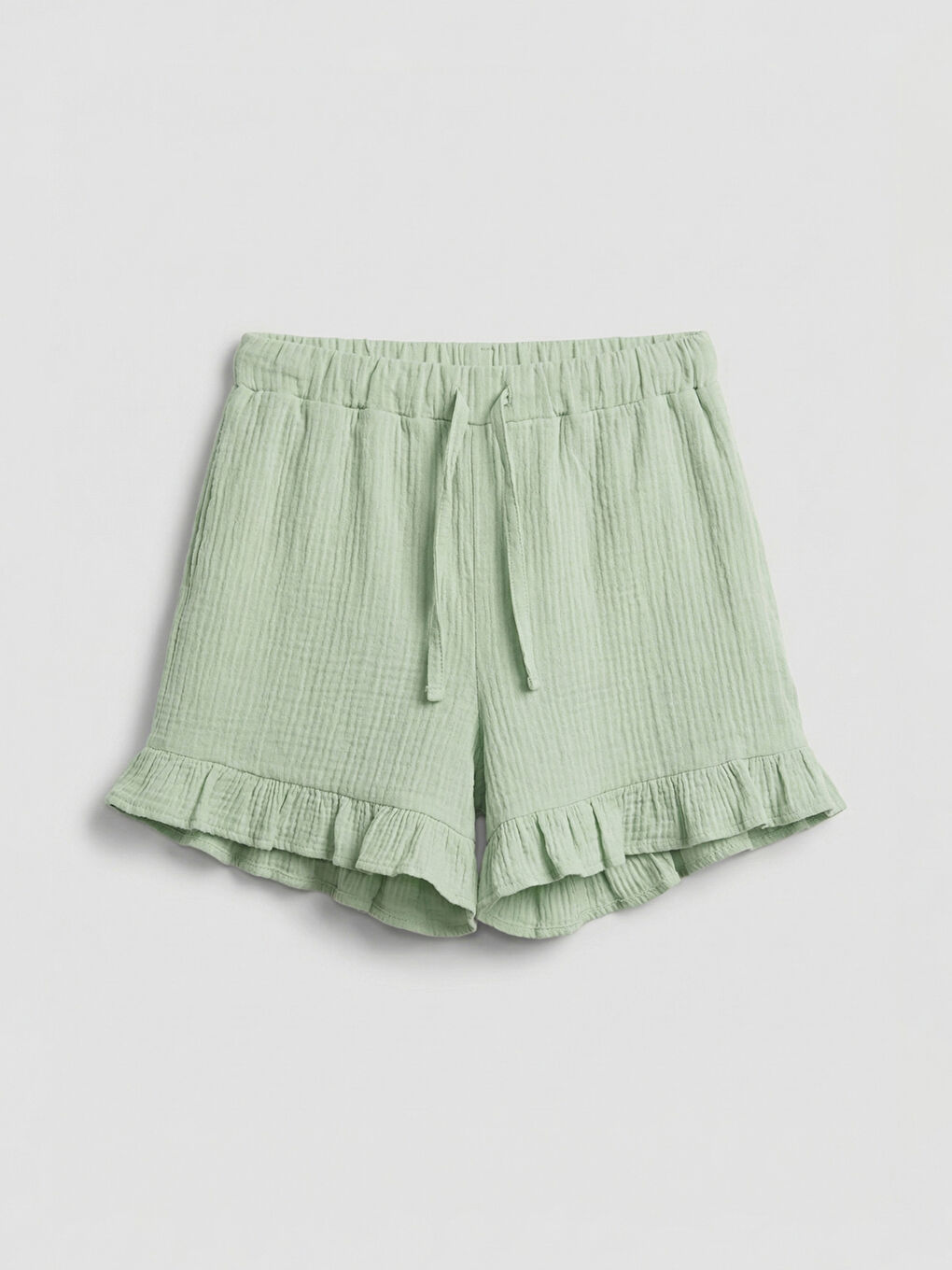Yeşil Fırfır Detaylı Kız Çocuk Şort