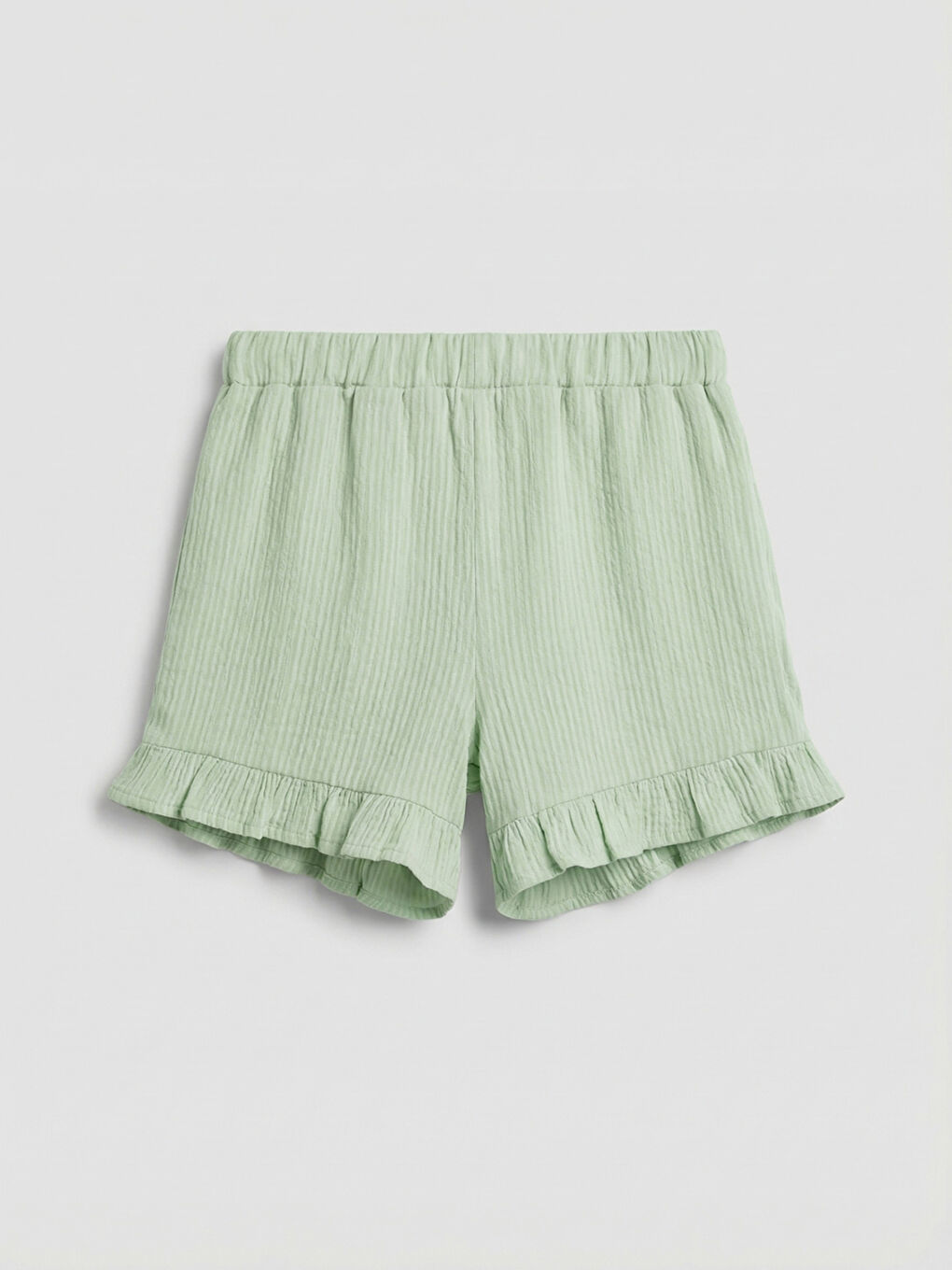Yeşil Fırfır Detaylı Kız Çocuk Şort-1