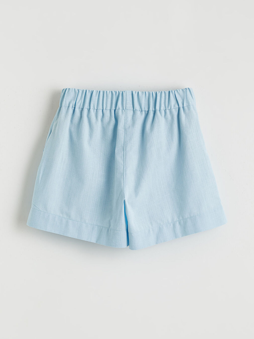 Mavi Beli Lastikli Kız Çocuk Şort-1