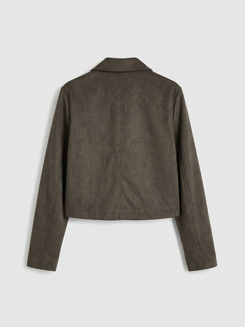 Haki Gömlek Yaka Süet Görünümlü Kadın Ceket-6