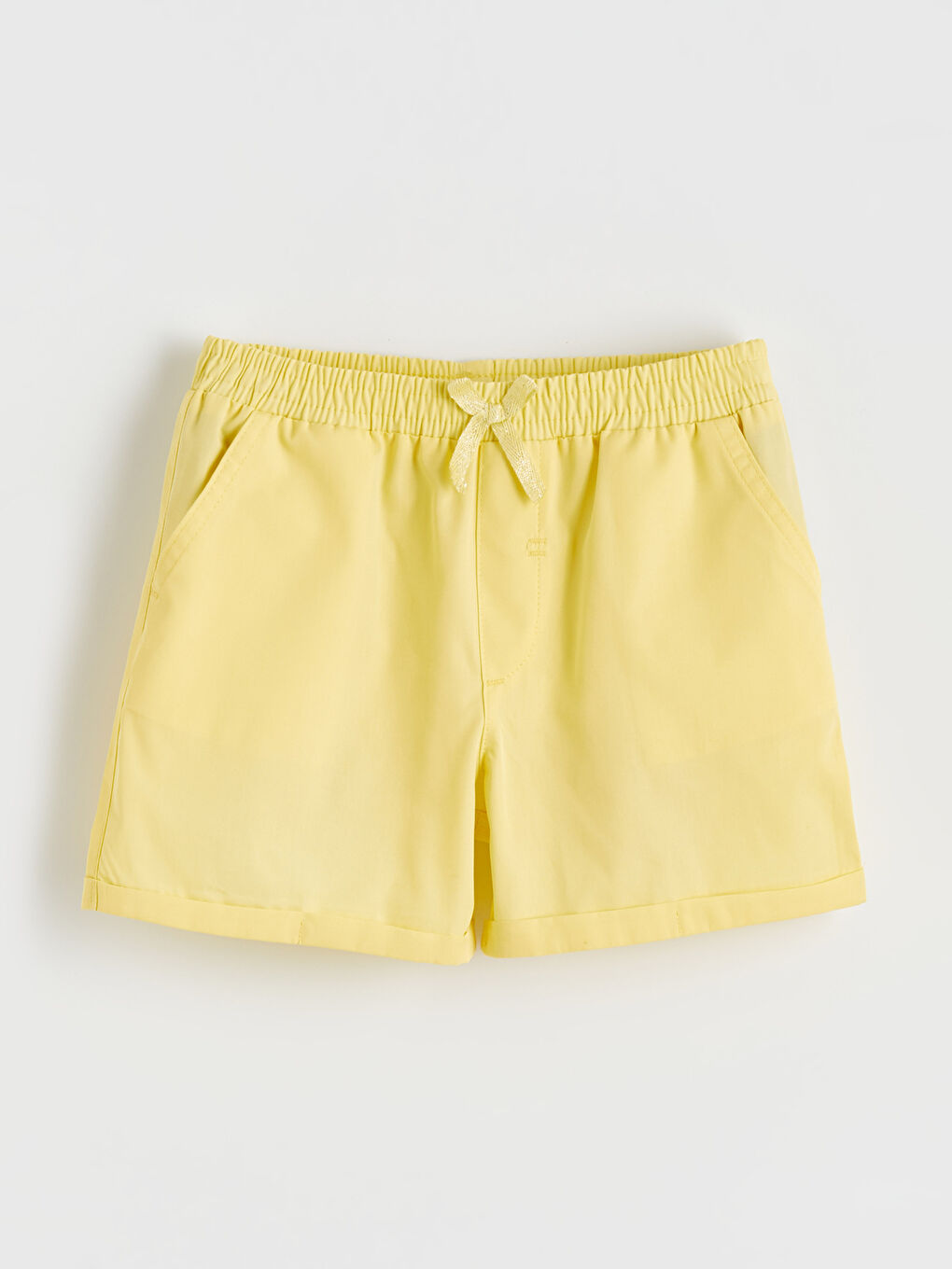 Sarı Beli Lastikli Kız Çocuk Şort