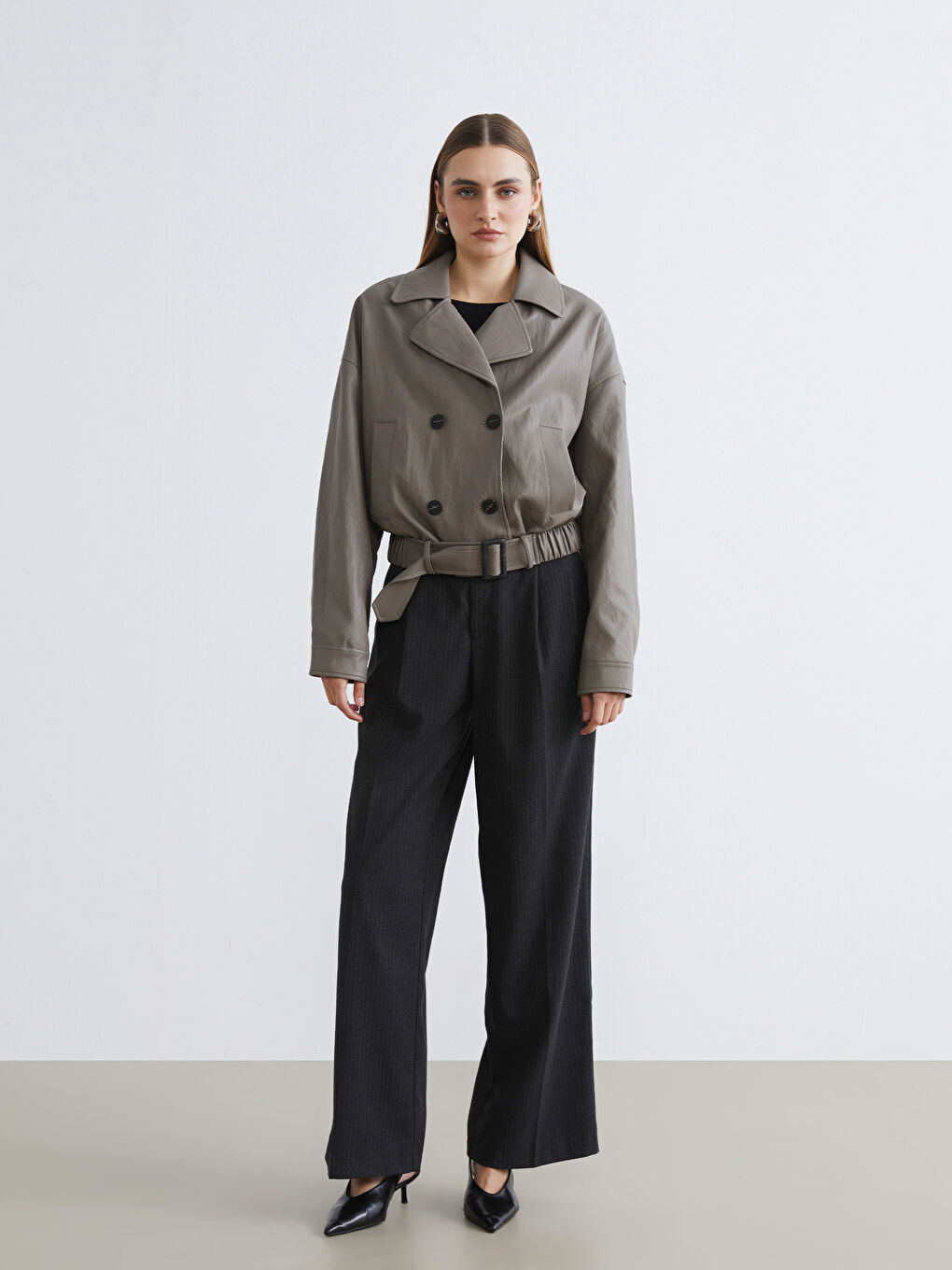 Double Breasted Faux Leather Jacket-3