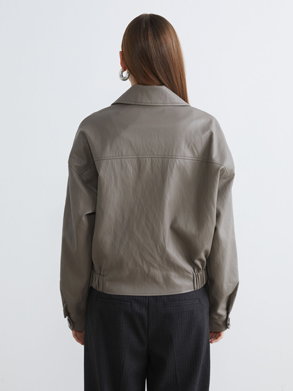 Double Breasted Faux Leather Jacket-6