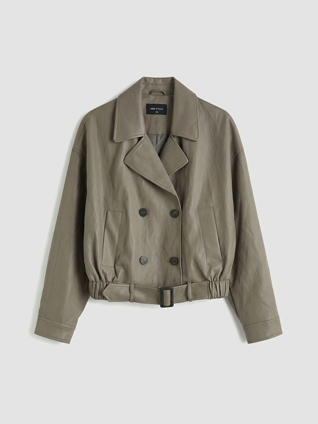 Double Breasted Faux Leather Jacket-7