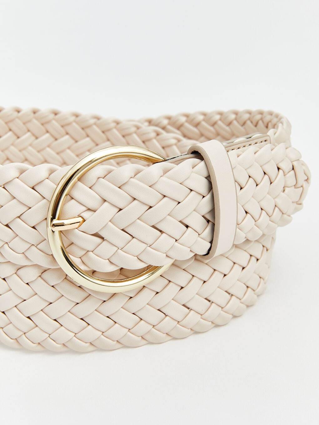 Bej Örgü Desenli Kadın Kemer-1