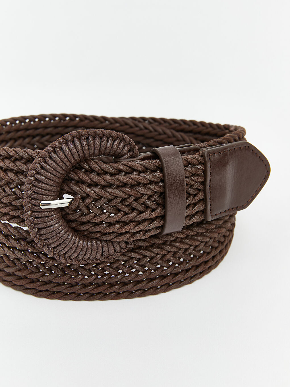 Kahverengi Örgü Desenli Kadın Kemer-1