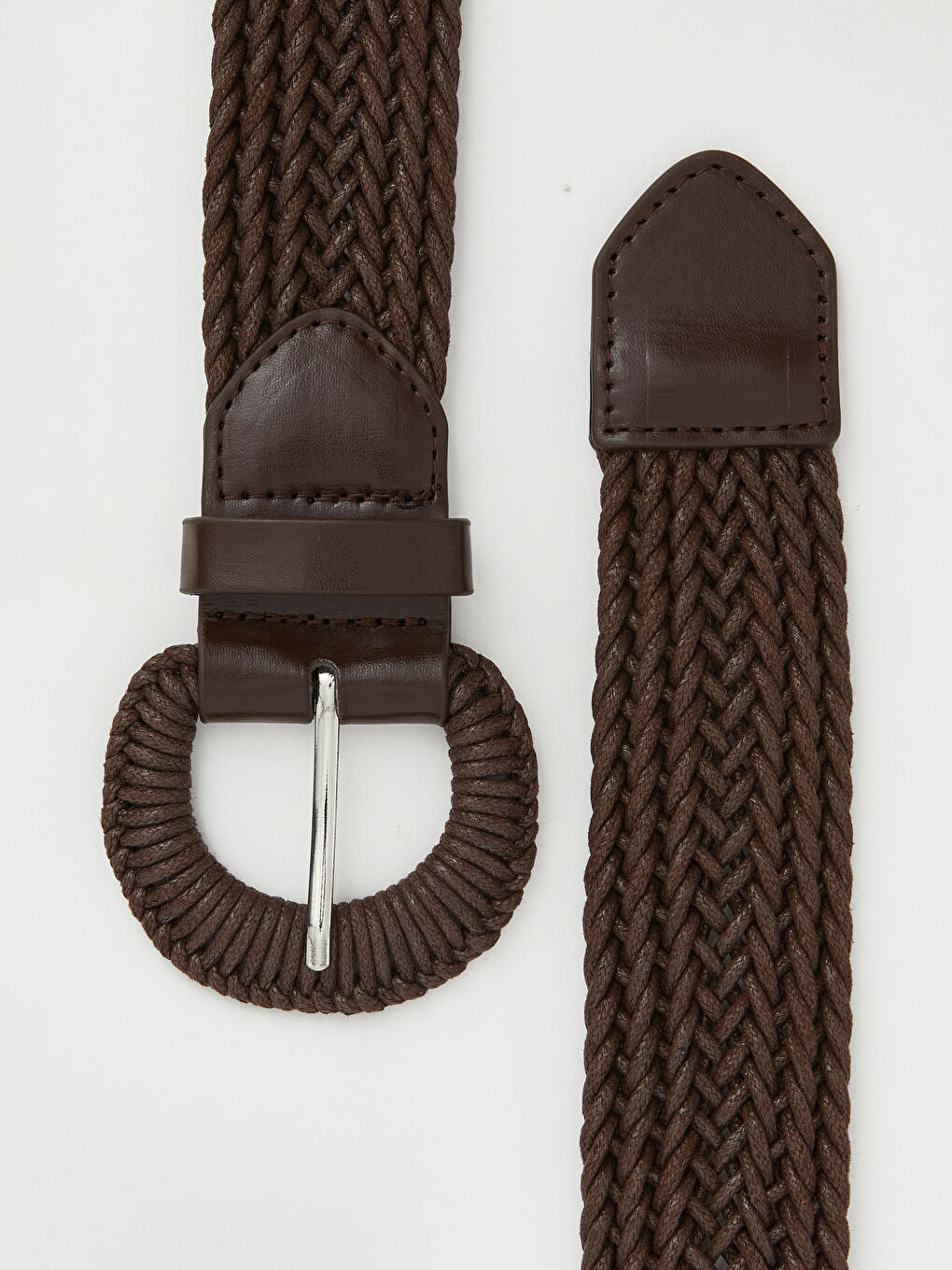 Kahverengi Örgü Desenli Kadın Kemer-2