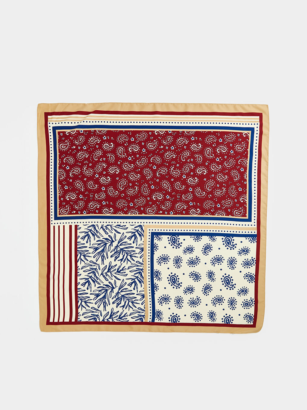 Ekru Desenli Kadın Fular-2