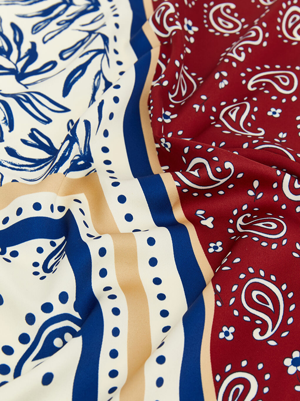 Ekru Desenli Kadın Fular-3