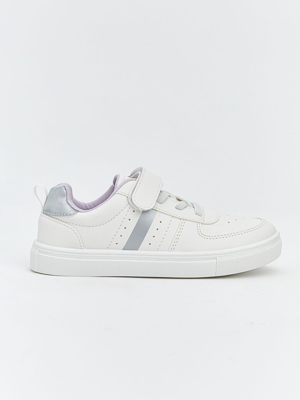 Beyaz Bağcık ve Cırt Cırtlı Kız Çocuk Spor Ayakkabı-1