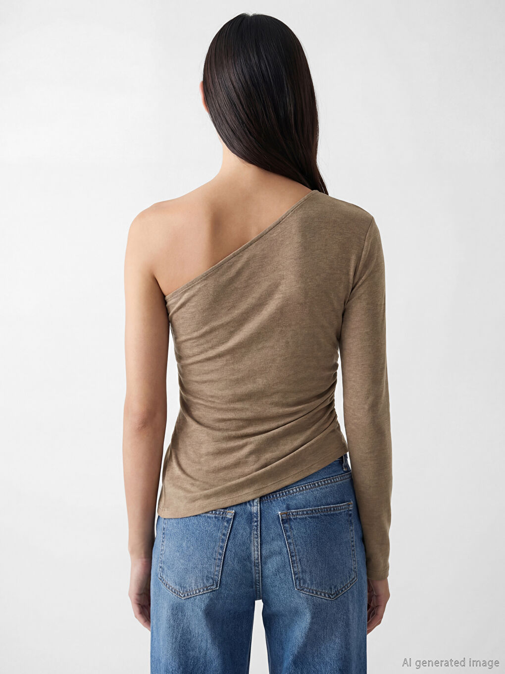 بلوزة مجعدة بفتحة رقبة واسعة-4