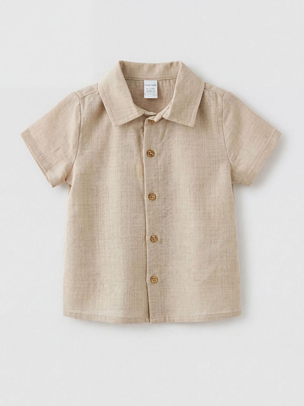 Bej Kısa Kollu Erkek Bebek Gömlek