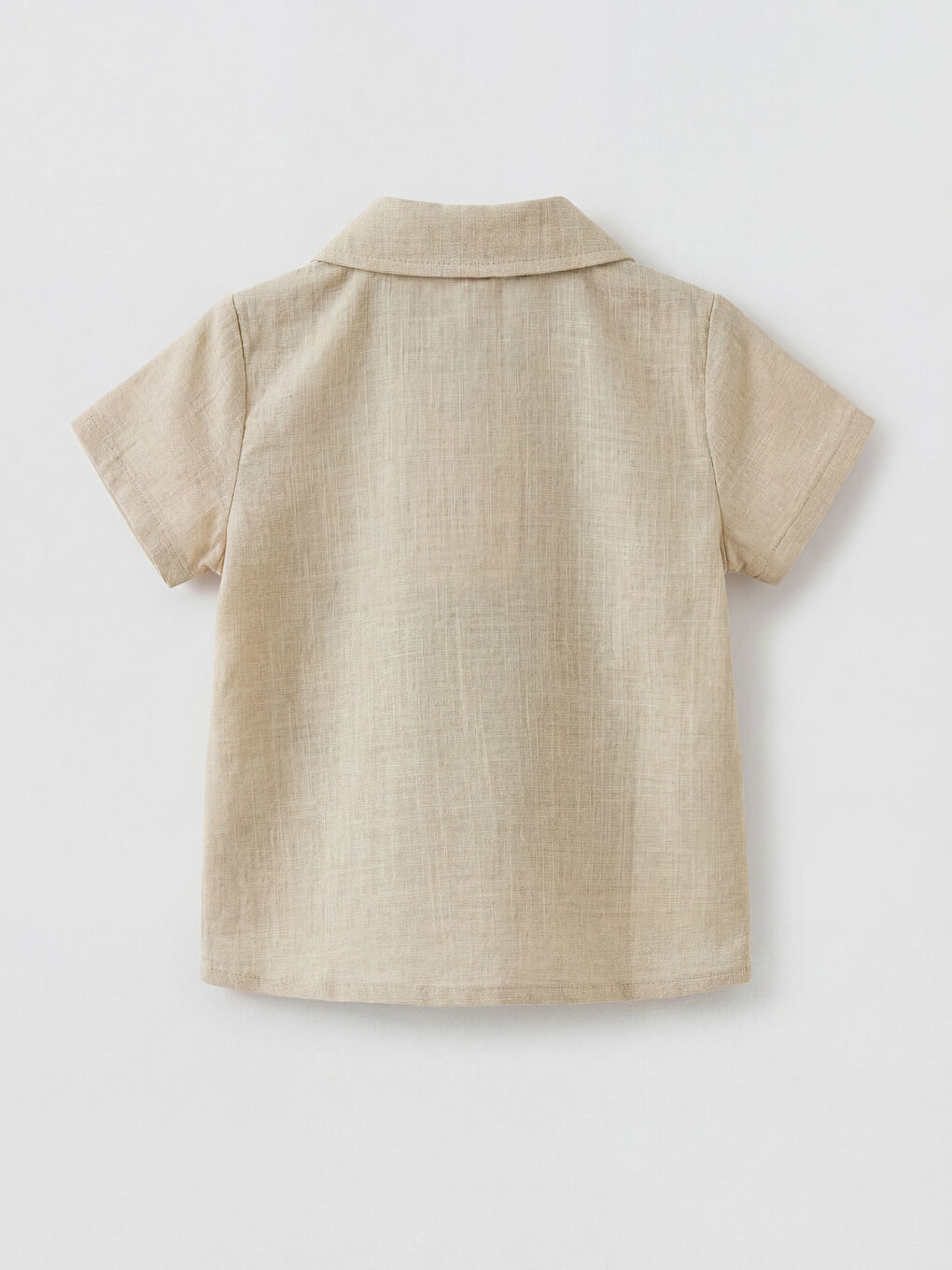 Bej Kısa Kollu Erkek Bebek Gömlek-1
