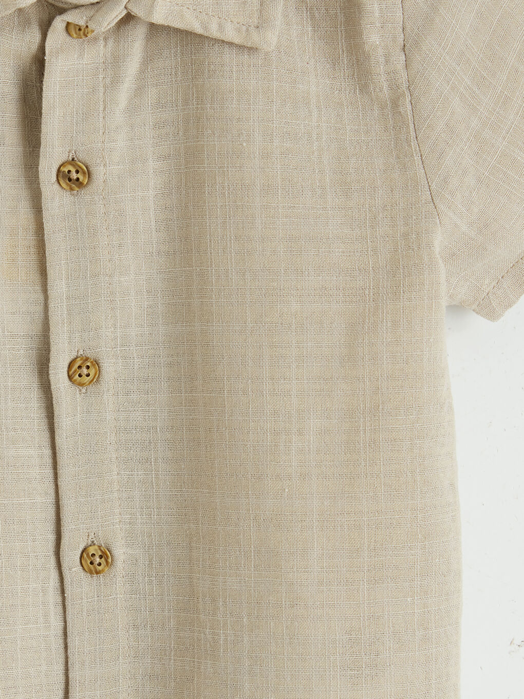 Bej Kısa Kollu Erkek Bebek Gömlek-2