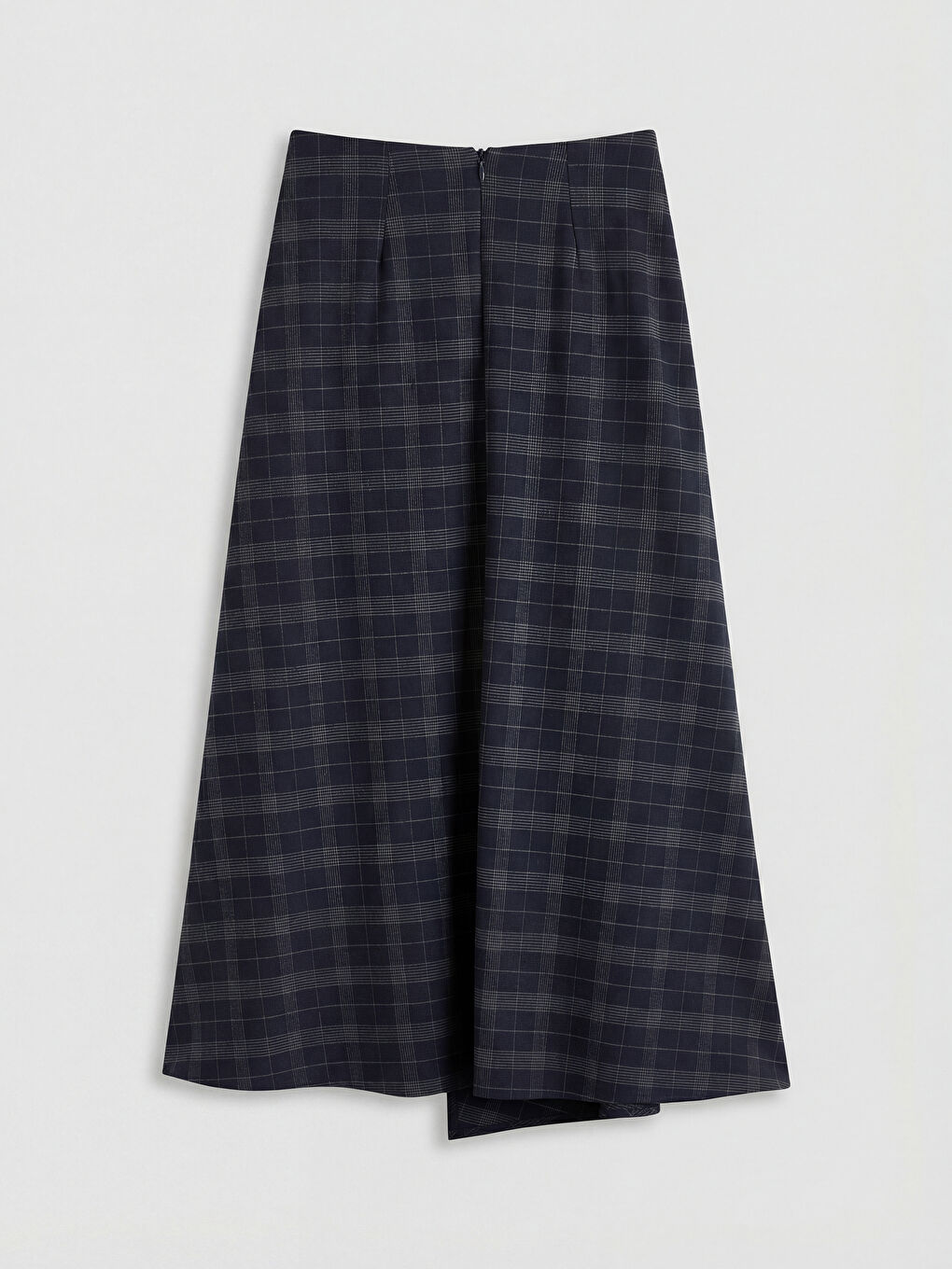 Lacivert Beli Kemerli Ekose A Kesim Etek-1